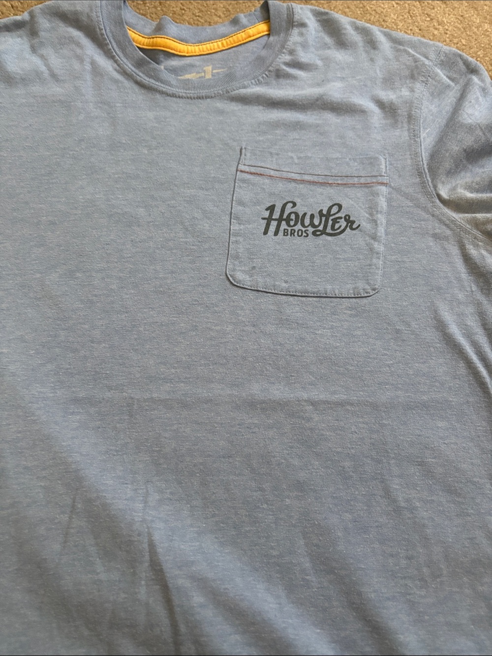 Howler Brothers Graphic Tee in Light Blue with Red & Blue Accents